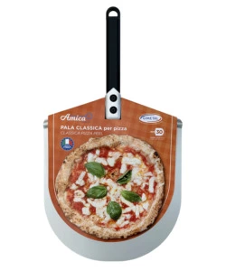 Pala per pizza gimetal "amica" con manico nero 25 cm e testa in alluminio 30 cm